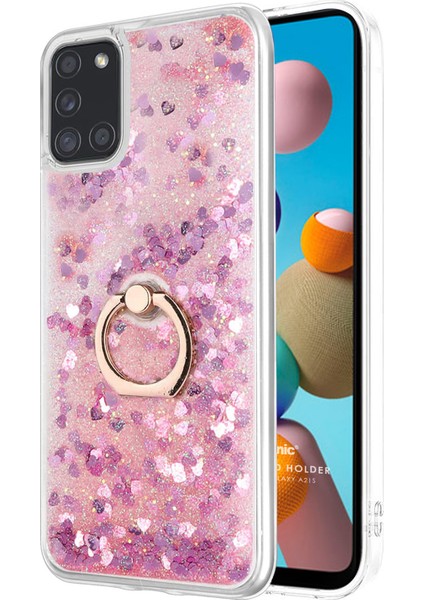 Samsung Galaxy A21S Kılıf Glitter Liquid Holder Pembe