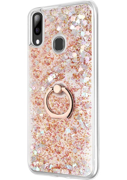 Samsung Galaxy A30 Kılıf Glitter Liquid Holder Gold