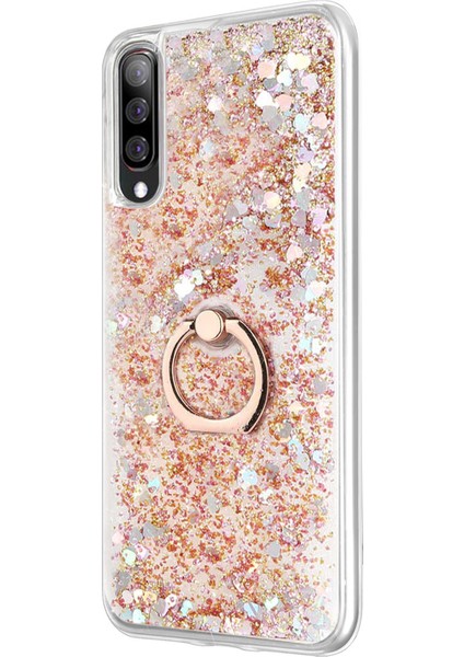 Samsung Galaxy A30S Kılıf Glitter Liquid Holder Gold