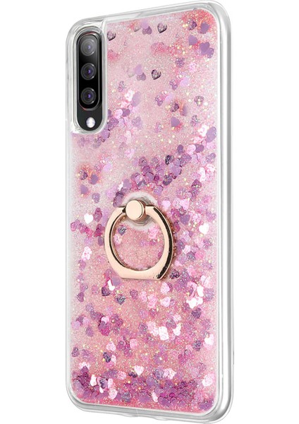 Samsung Galaxy A30S Kılıf Glitter Liquid Holder Pembe