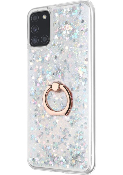 Samsung Galaxy A31 Kılıf Glitter Liquid Holder Gümüş