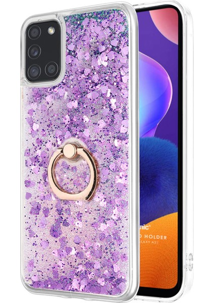 Samsung Galaxy A31 Kılıf Glitter Liquid Holder Mor