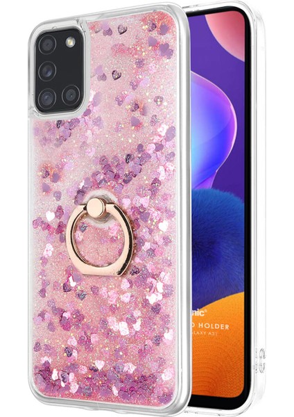 Samsung Galaxy A31 Kılıf Glitter Liquid Holder Pembe