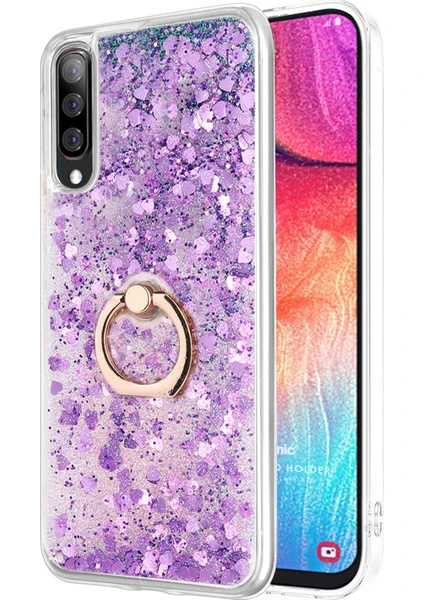 Samsung Galaxy A50 Kılıf Glitter Liquid Holder Mor