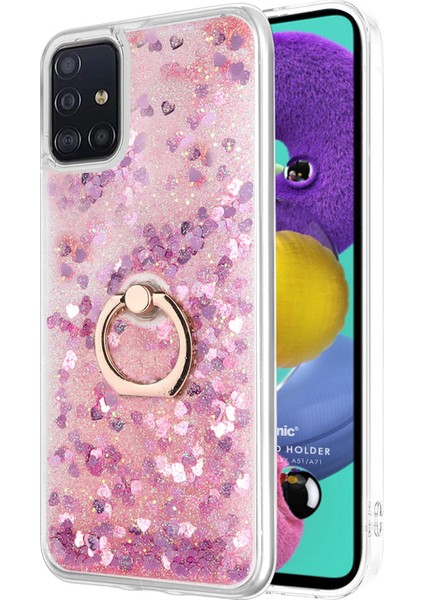 Samsung Galaxy A51 Kılıf Glitter Liquid Holder Pembe