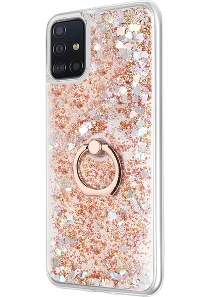 Galaxy A71 Kılıf Glitter Liquid Holder Gold