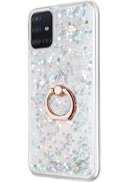 Galaxy A71 Kılıf Glitter Liquid Holder Gümüş