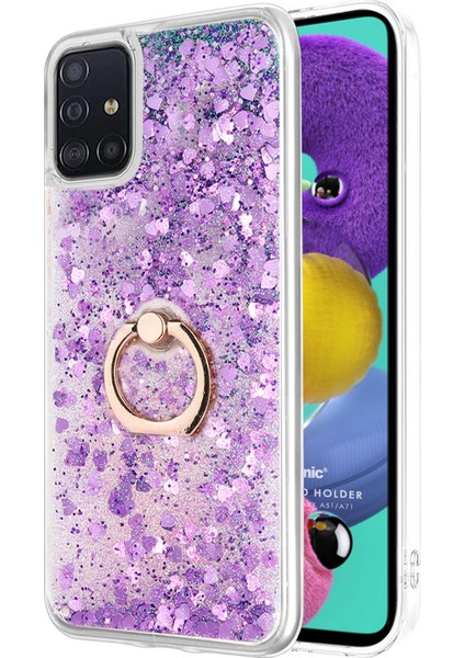 Galaxy A71 Kılıf Glitter Liquid Holder Mor