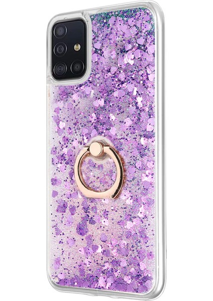 Galaxy A71 Kılıf Glitter Liquid Holder Mor