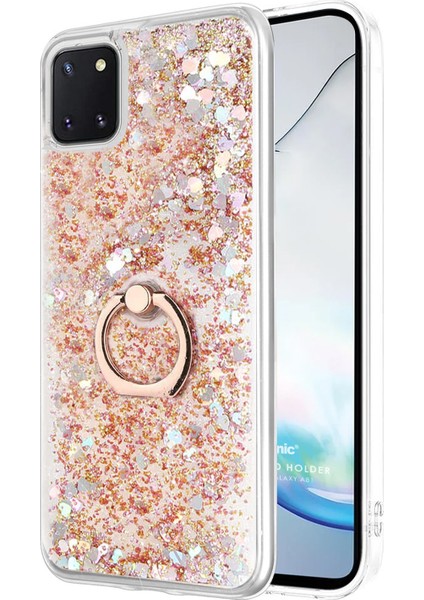 Samsung Galaxy A81 Kılıf Glitter Liquid Holder Gold