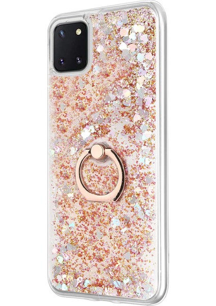 Samsung Galaxy A81 Kılıf Glitter Liquid Holder Gold