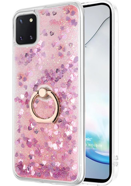 Samsung Galaxy A81 Kılıf Glitter Liquid Holder Pembe