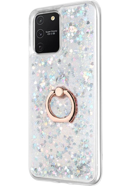 Samsung Galaxy A91 Kılıf Glitter Liquid Holder Gümüş fiyatları