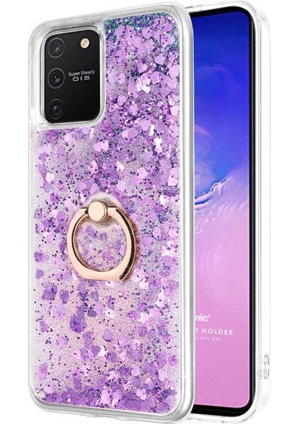 Samsung Galaxy A91 Kılıf Glitter Liquid Holder Mor