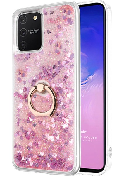 Samsung Galaxy A91 Kılıf Glitter Liquid Holder Pembe