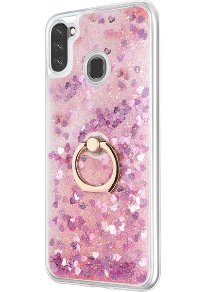 Samsung Galaxy M11 Kılıf Glitter Liquid Holder Pembe