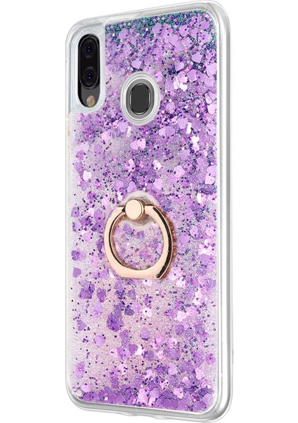 Samsung Galaxy M20 Kılıf Glitter Liquid Holder Mor