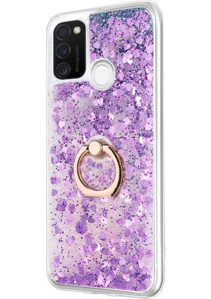 Samsung Galaxy M21 Kılıf Glitter Liquid Holder Mor