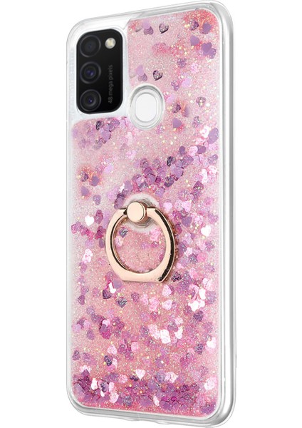 Samsung Galaxy M21 Kılıf Glitter Liquid Holder Pembe