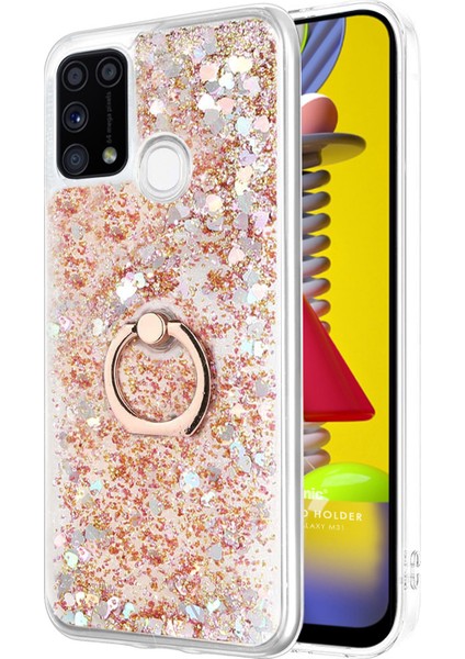 Samsung Galaxy M31 Kılıf Glitter Liquid Holder Gold