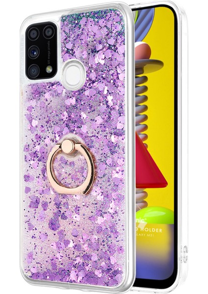 Samsung Galaxy M31 Kılıf Glitter Liquid Holder Mor