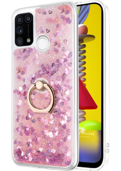 Samsung Galaxy M31 Kılıf Glitter Liquid Holder Pembe