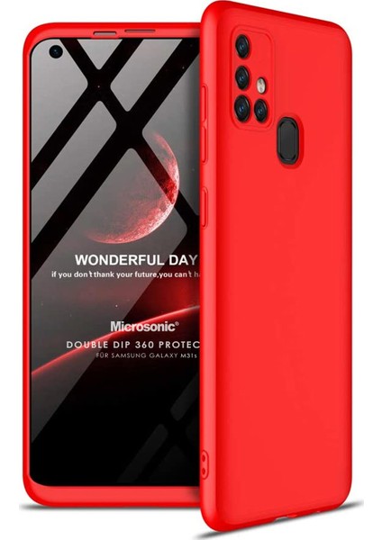 Samsung Galaxy M31S Kılıf Double Dip 360 Protective Kırmızı