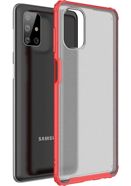 Samsung Galaxy M51 Kılıf Frosted Frame Kırmızı