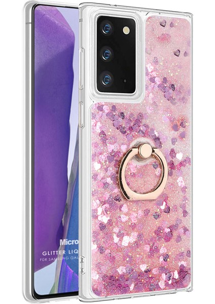Samsung Galaxy Note 20 Kılıf Glitter Liquid Holder Pembe