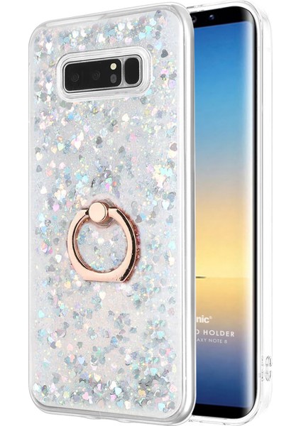 Samsung Galaxy Note 8 Kılıf Glitter Liquid Holder Gümüş