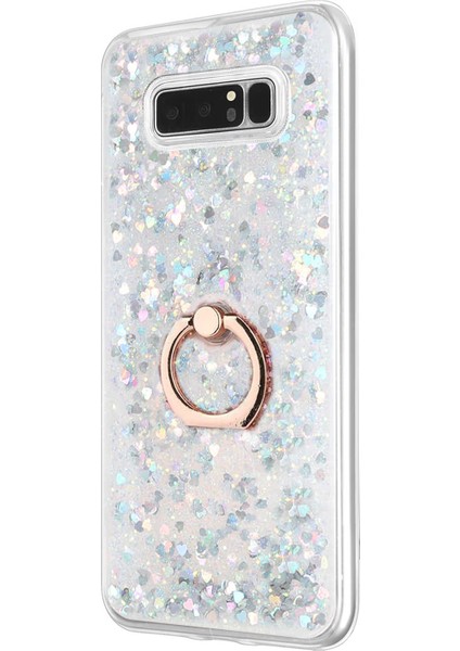 Samsung Galaxy Note 8 Kılıf Glitter Liquid Holder Gümüş