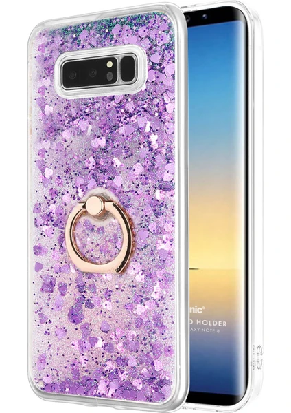 Samsung Galaxy Note 8 Kılıf Glitter Liquid Holder Mor