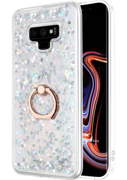 Samsung Galaxy Note 9 Kılıf Glitter Liquid Holder Gümüş