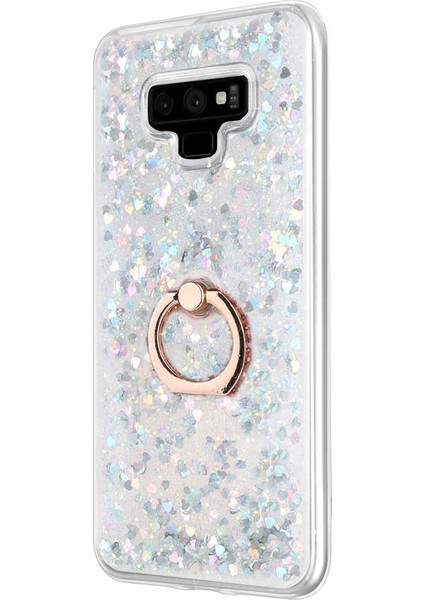 Samsung Galaxy Note 9 Kılıf Glitter Liquid Holder Gümüş