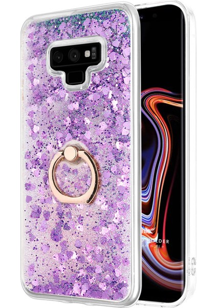 Samsung Galaxy Note 9 Kılıf Glitter Liquid Holder Mor