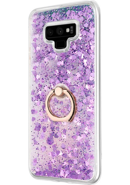 Samsung Galaxy Note 9 Kılıf Glitter Liquid Holder Mor