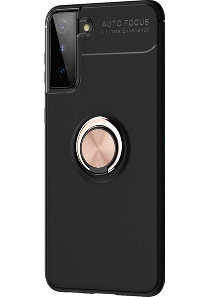 Samsung Galaxy S21 Plus Kılıf Kickstand Ring Holder Siyah - Rose