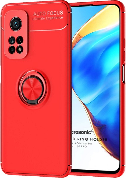 Xiaomi Mi 10T Kılıf Kickstand Ring Holder Kırmızı