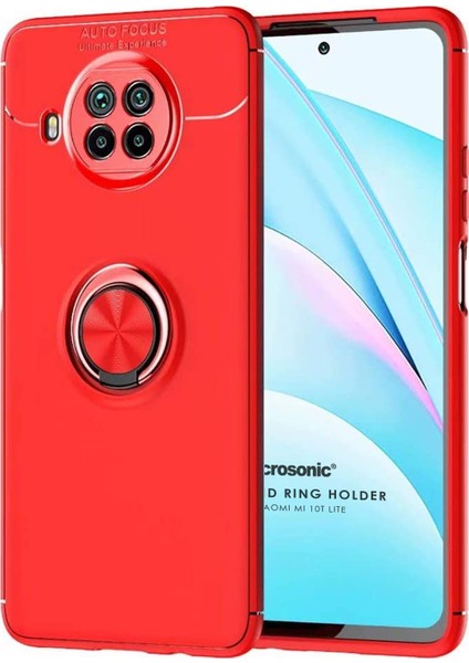 Xiaomi Mi 10T Lite Kılıf Kickstand Ring Holder Kırmızı