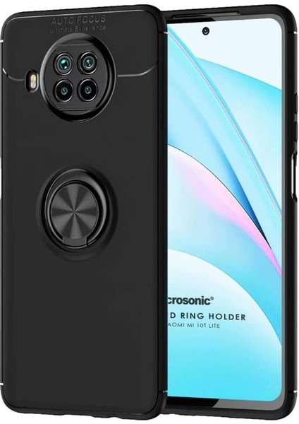 Xiaomi Mi 10T Lite Kılıf Kickstand Ring Holder Siyah