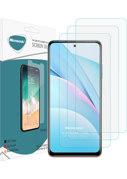 Xiaomi Mi 10T Lite Screen Protector Nano Glass Cam Ekran Koruyucu 3 Pack Şeffaf