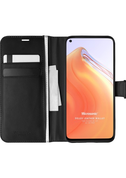 Xiaomi Mi 10T Pro Kılıf Delux Leather Wallet Siyah