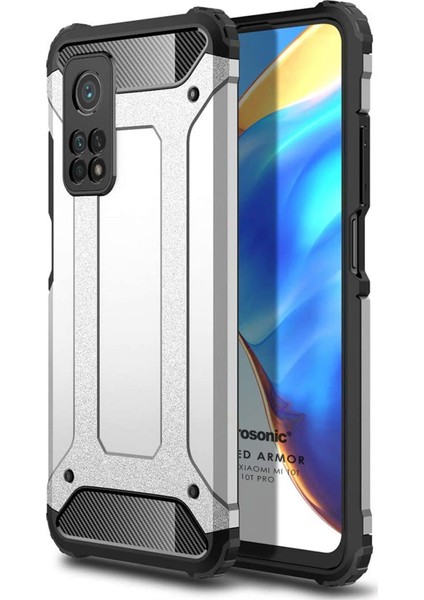 Xiaomi Mi 10T Pro Kılıf Rugged Ar Gümüş