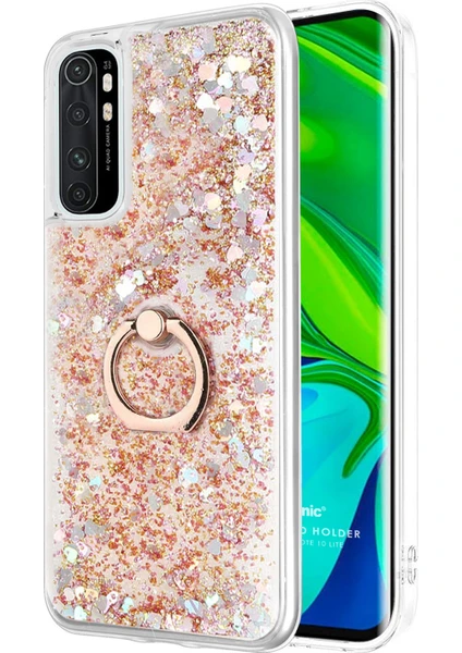 Xiaomi Mi Note 10 Lite Kılıf Glitter Liquid Holder Gold