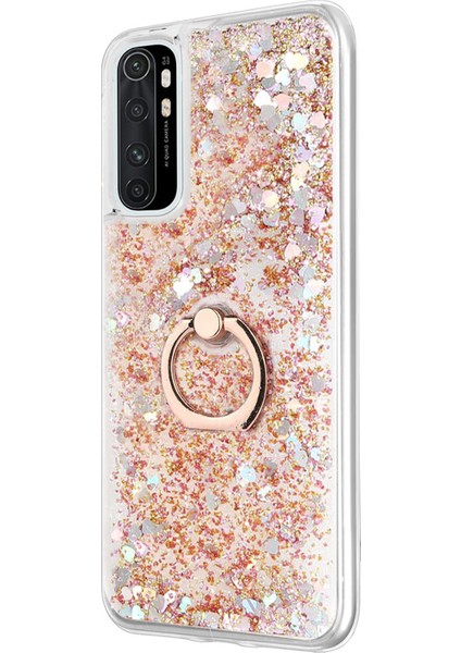 Xiaomi Mi Note 10 Lite Kılıf Glitter Liquid Holder Gold