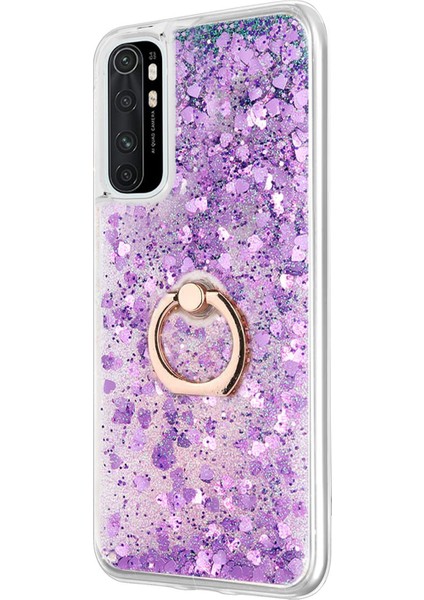 Xiaomi Mi Note 10 Lite Kılıf Glitter Liquid Holder Mor