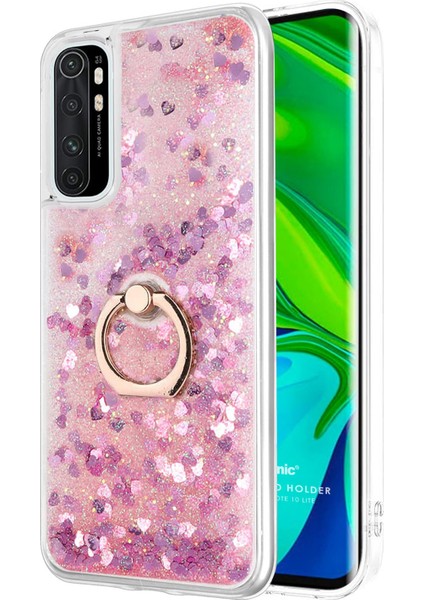 Xiaomi Mi Note 10 Lite Kılıf Glitter Liquid Holder Pembe