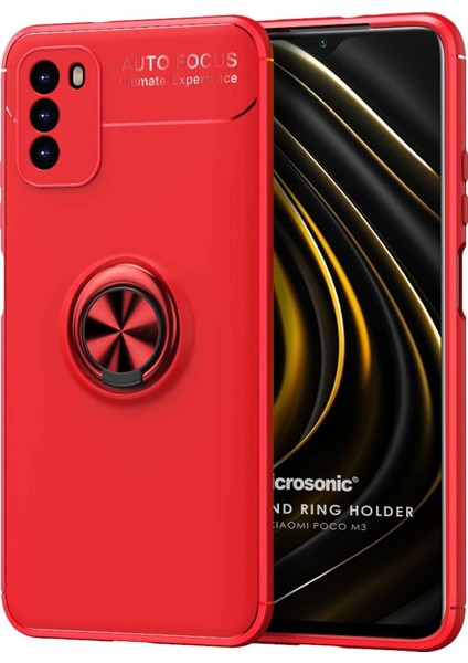 Xiaomi Poco M3 Kılıf Kickstand Ring Holder Kırmızı