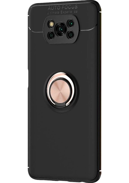 Xiaomi Poco X3 Nfc Kılıf Kickstand Ring Holder Siyah - Rose