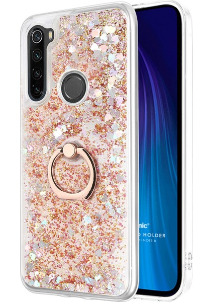 Xiaomi Redmi Note 8 Kılıf Glitter Liquid Holder Gold
